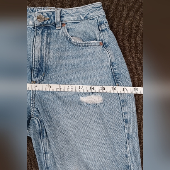 Garage Mom Jeans Size 0 Distressed Ripped High Rise Grunge Raw Hem Cotton 24x27 - Picture 6 of 12